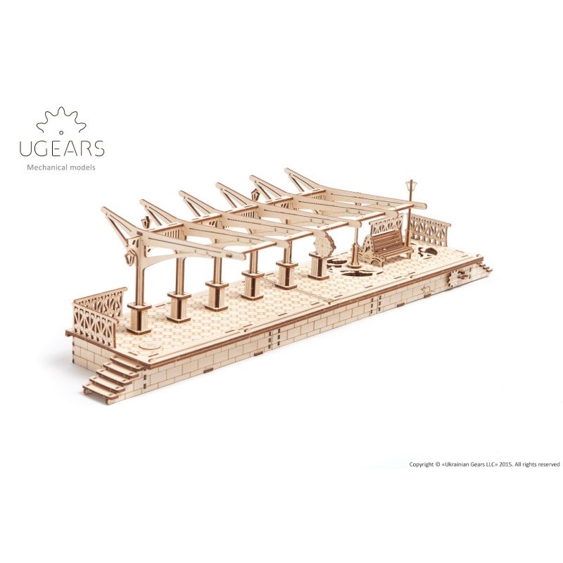 Maquette Quai de Gare Ugears | Puzzle 3D en Bois Mécanique