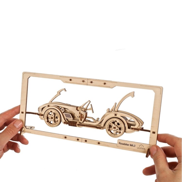 2.5D Roadster Mk3 62Pcs - Puzzle 3D Mécanique en Bois