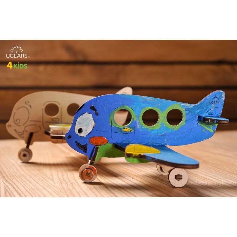 Aereo da colorare snowing - Modello in legno per bambini da 5 anni