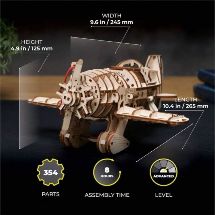 Avion Mad Hornet 354 Pcs - Puzzle 3D Mécanique en Bois