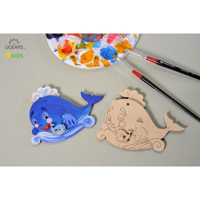 Baleine à Colorier - Puzzle 3D en Bois des Océans