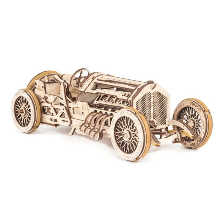 ugears bolide u 9 grand prix voiture de course mecanique vintage maquette bois puzzle 3d