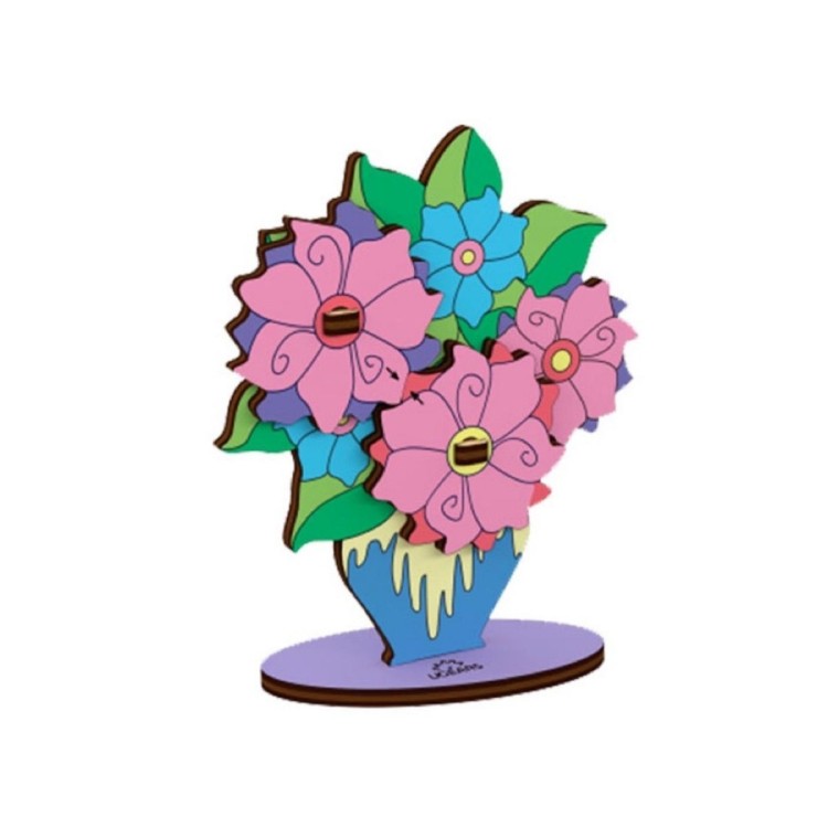 ugears bouquet de fleurs a colorier puzzle 3d en bois maquette bois puzzle 3d