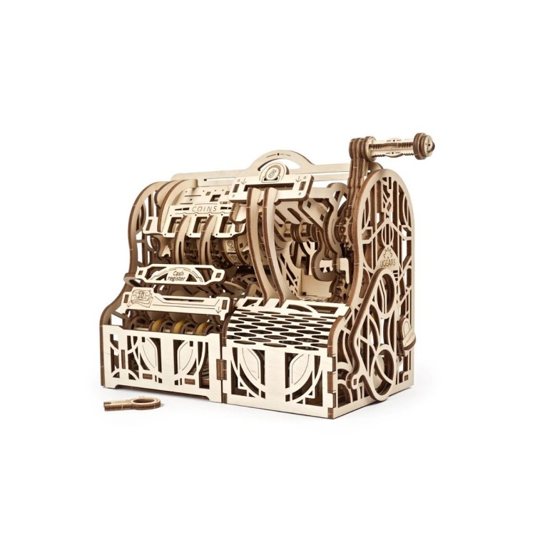 ugears caisse enregistreuse antique tirelire mecanique maquette bois puzzle 3d
