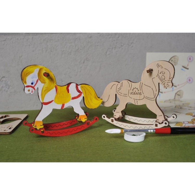 Cheval à Bascule à Colorier - Puzzle 3D en Bois