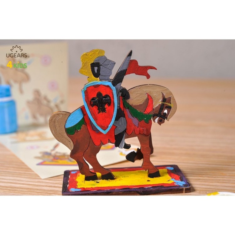 Chevalier à Colorier - Puzzle 3D en Bois Médiéval
