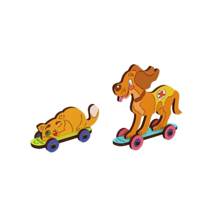 ugears chiot et chaton a colorier duo de puzzles 3d en bois maquette bois puzzle 3d