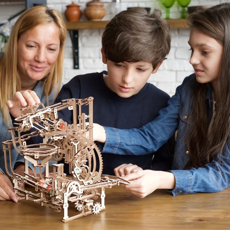 Circuit A Billes Escalier 3 Niveaux - Puzzle 3D Mécanique en Bois