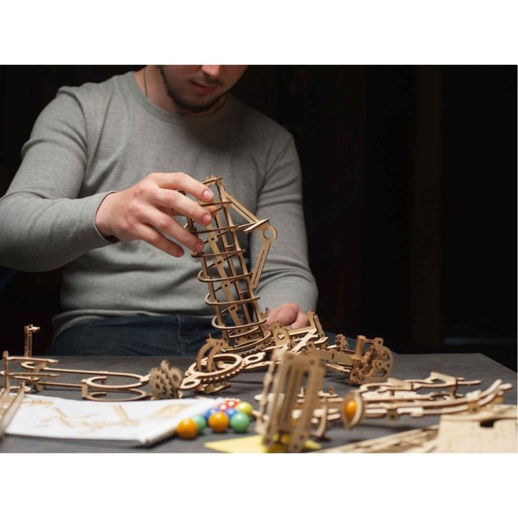 Circuit A Billes Spiral Hoist 266Pcs - Puzzle 3D Mécanique en Bois