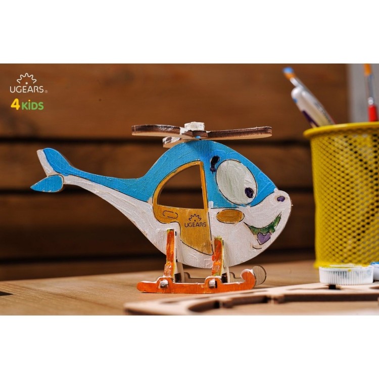 Hélicoptère à Colorier - Puzzle 3D en Bois