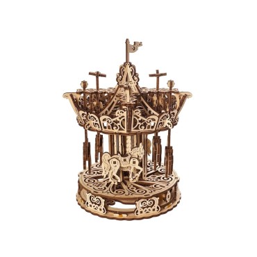 ugears le carrousel automate mecanique vintage maquette bois puzzle 3d