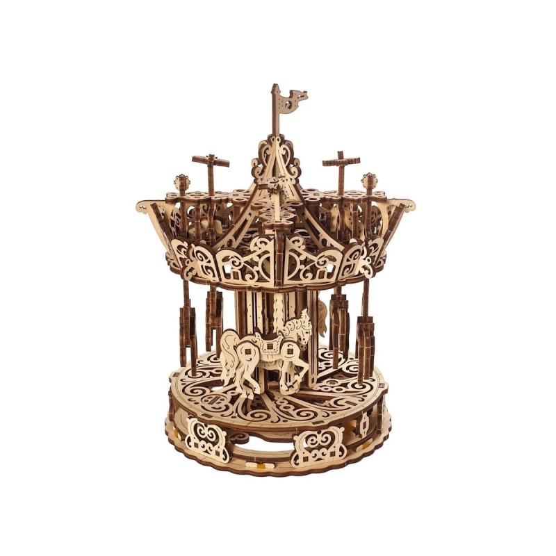 ugears le carrousel automate mecanique vintage maquette bois puzzle 3d