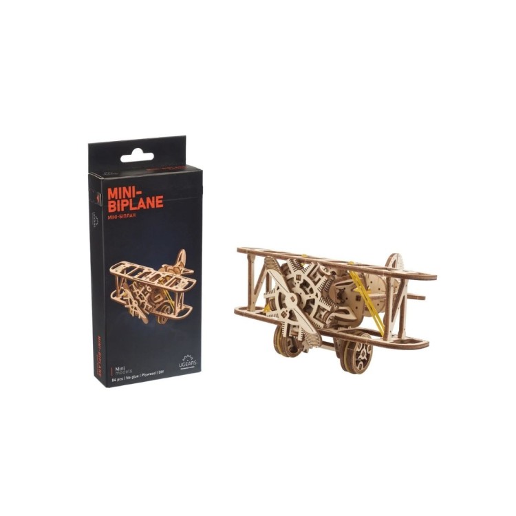 Mini Biplan 84Pcs - Puzzle 3D Mécanique en Bois