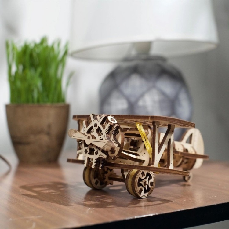 Mini Biplan 84Pcs - Puzzle 3D Mécanique en Bois