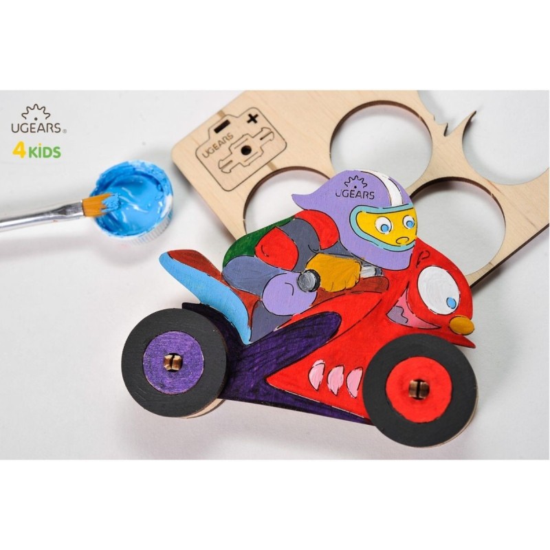 Motard à Colorier - Puzzle 3D en Bois Style Chopper
