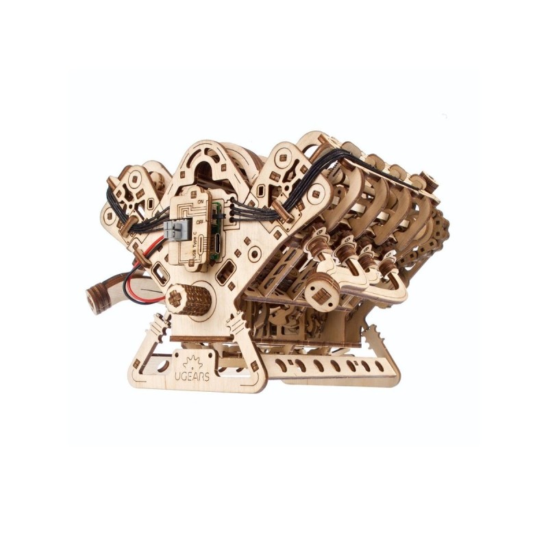 ugears moteur v8 776pcs puzzle 3d mecanique en bois maquette bois puzzle 3d