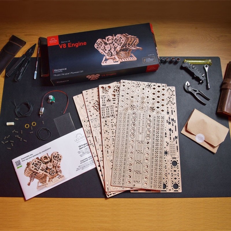 Moteur V8 776Pcs - Puzzle 3D Mécanique en Bois