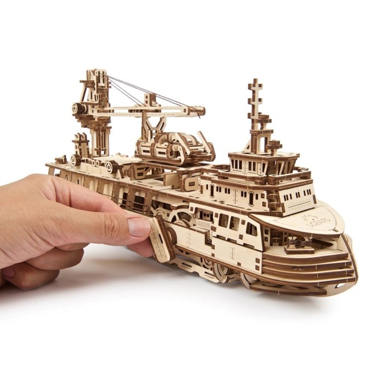 Navire Oceanographique - Puzzle 3D Mécanique en Bois