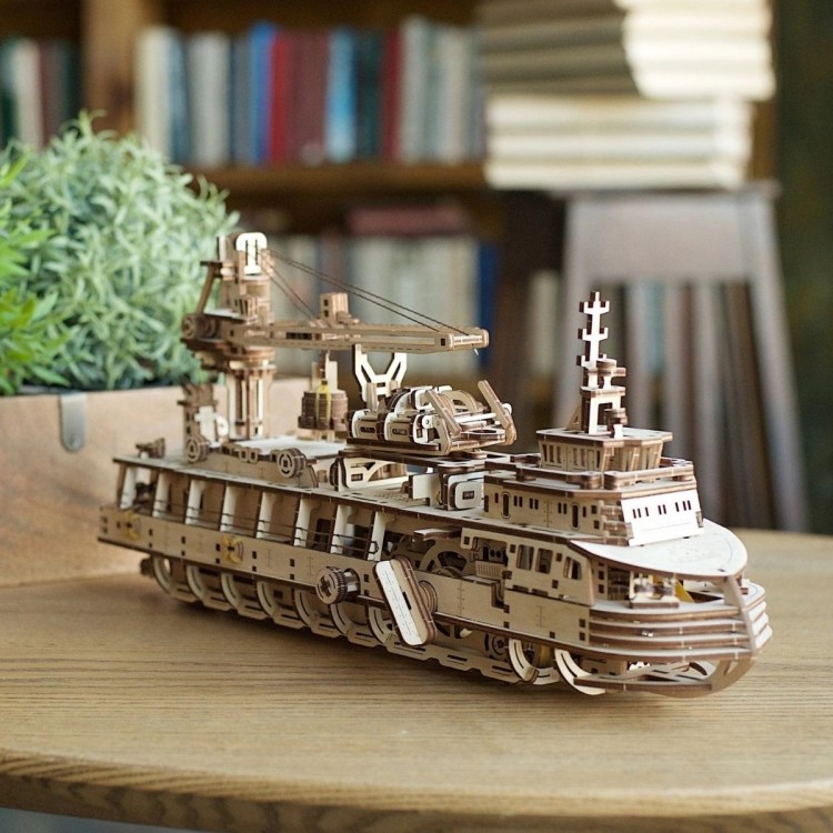 Navire Oceanographique - Puzzle 3D Mécanique en Bois