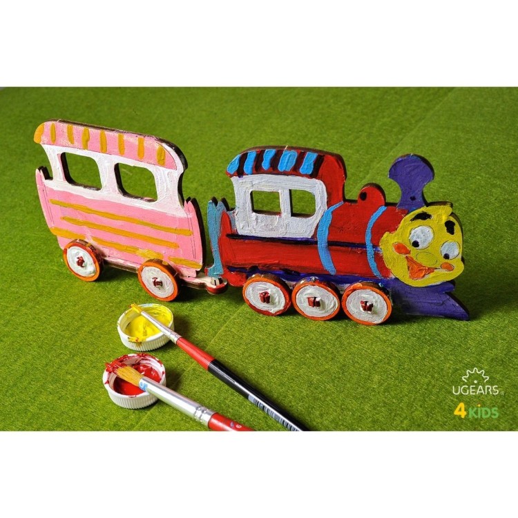 Petit Train à Colorier - Puzzle 3D en Bois