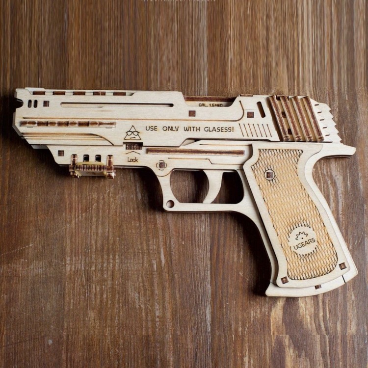Pistolet Wolf-01 - Puzzle 3D Mécanique Lance-Élastiques