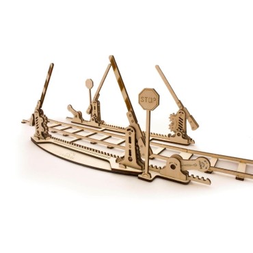ugears rails et passage a niveau extension ferroviaire maquette bois puzzle 3d