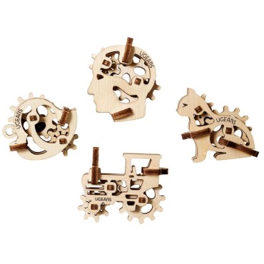 ugears tribikis x4 set de 4 mini puzzles mecaniques maquette bois puzzle 3d