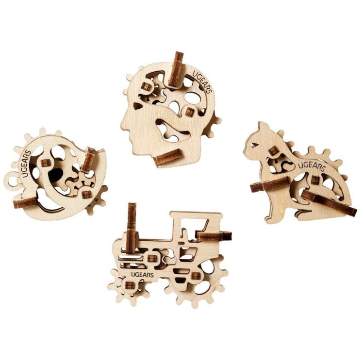 ugears tribikis x4 set de 4 mini puzzles mecaniques maquette bois puzzle 3d