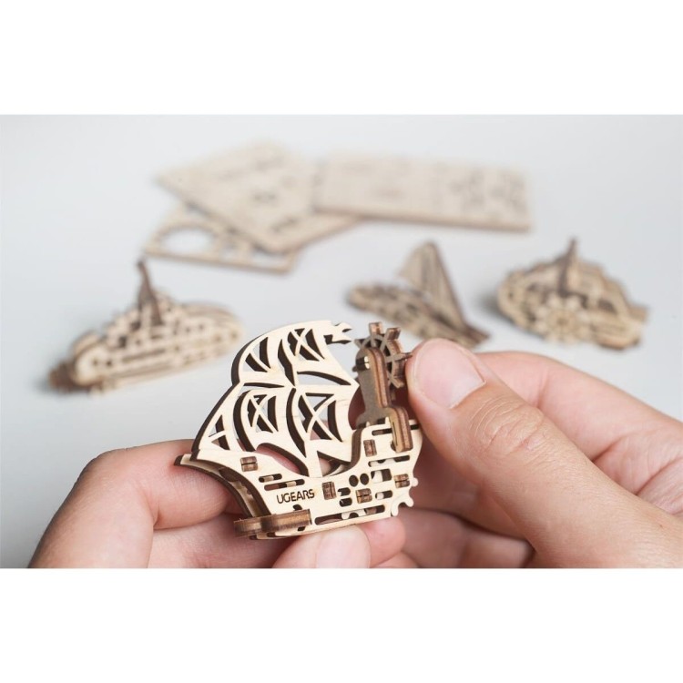 U-Fidget Navigation - Set de 4 Mini-Puzzles Maritimes en Bois