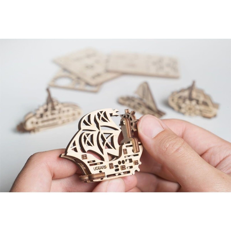 U-Fidget Navigation - Set de 4 Mini-Puzzles Maritimes en Bois