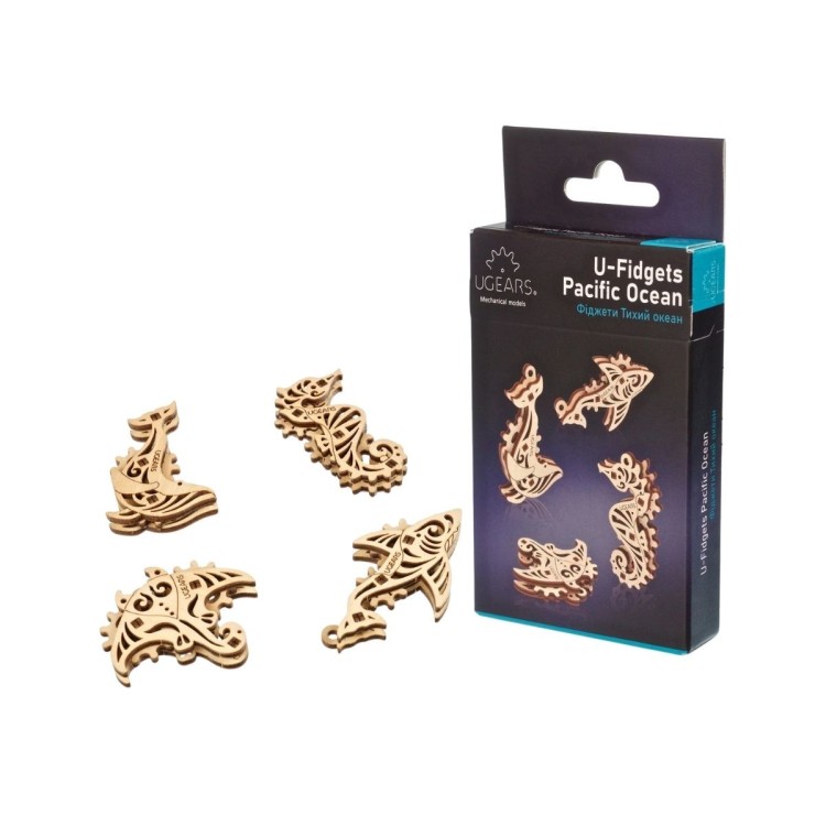 U-Fidget Ocean Atlantique X4 38Pcs - Puzzle 3D Mécanique en Bois