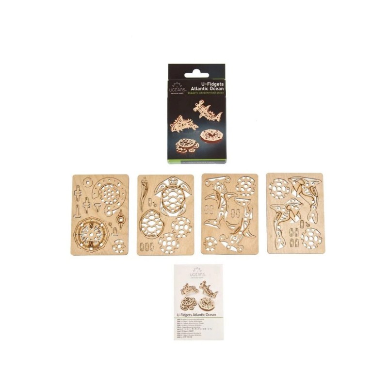 U-Fidget Ocean Pacifique X4 33Pcs - Puzzle 3D Mécanique en Bois
