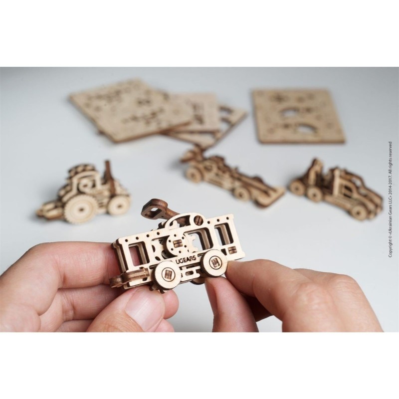 U-Fidget Véhicules - Set de 4 Mini-Puzzles Mécaniques en Bois