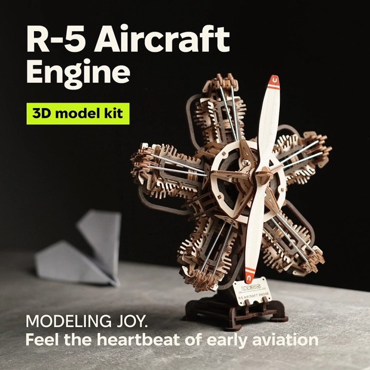 Moteur Avion R-5 470Pcs - Puzzle 3D Mécanique en Bois